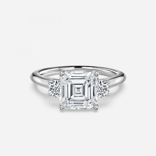 Myra Asscher Three Stone Moissanite Engagement Ring