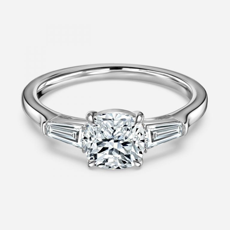 Marcelline Cushion Three Stone Moissanite Engagement Ring