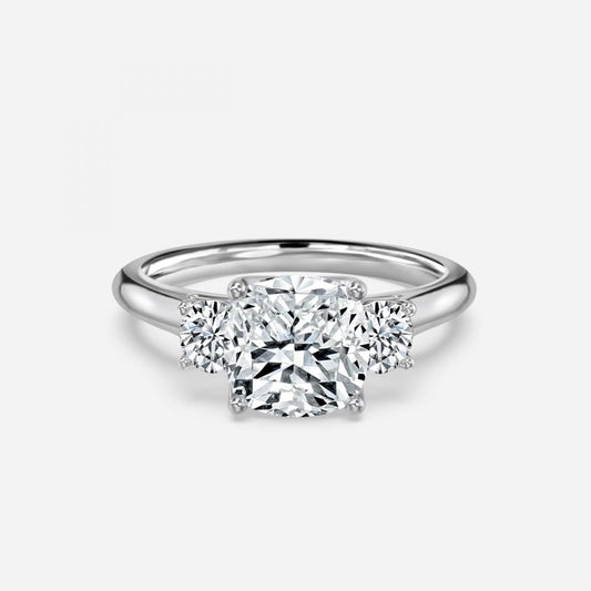 Myra Cushion Three Stone Moissanite Engagement Ring