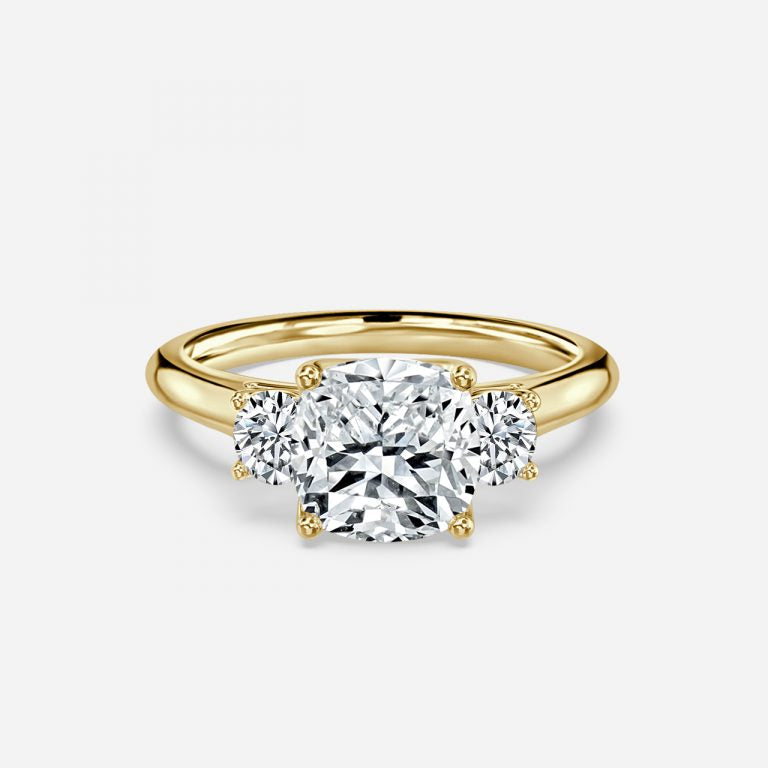 Myra Cushion Three Stone Moissanite Engagement Ring