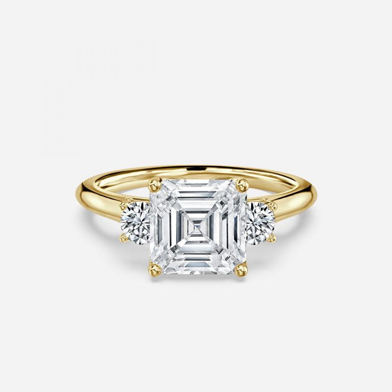 Myra Asscher Three Stone Moissanite Engagement Ring