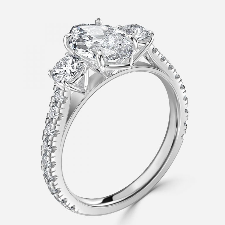 Oriana Marquise Three Stone Moissanite Engagement Ring