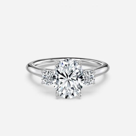 Myra Oval Three Stone Moissanite Engagement Ring