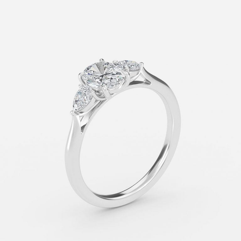 Mirabella Oval Three Stone Moissanite Engagement Ring