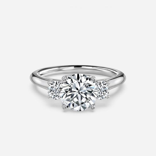 Myra Round Three Stone Moissanite Engagement Ring