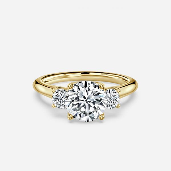 Myra Round Three Stone Moissanite Engagement Ring