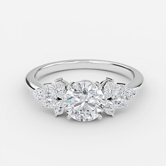 Clarity Round Three Stone Moissanite Engagement Ring