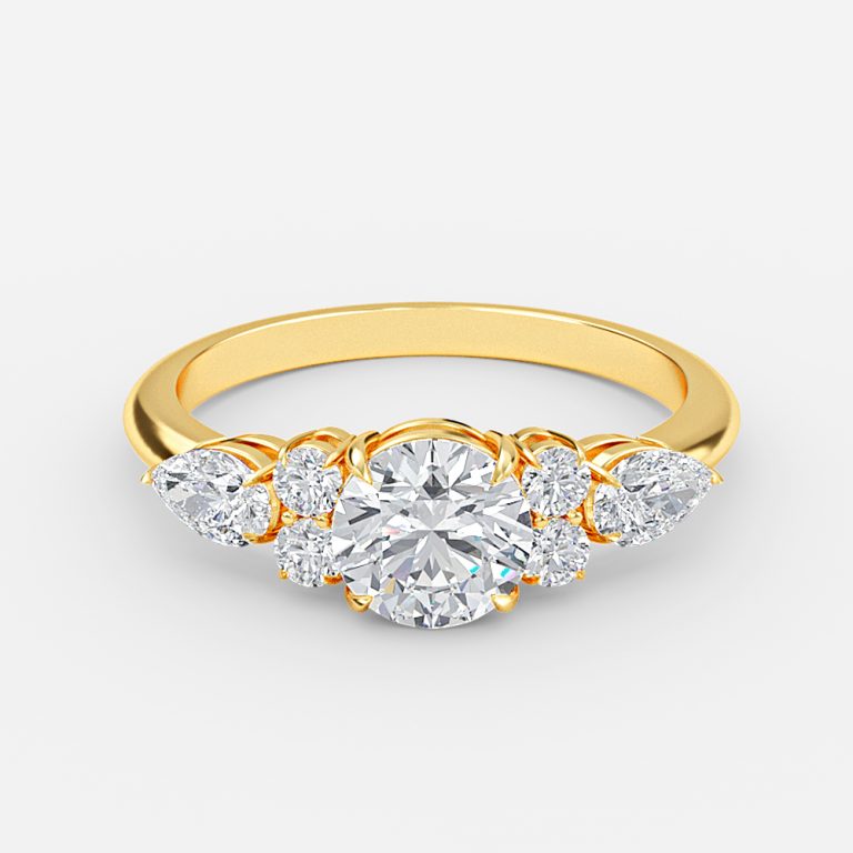 Carmel Round Three Stone Moissanite Engagement Ring