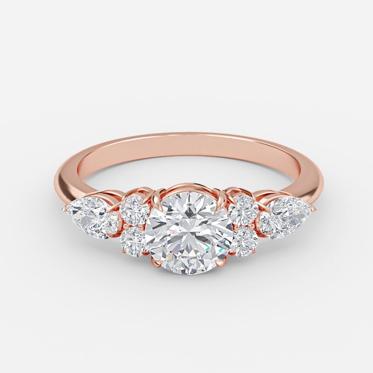 Carmel Round Three Stone Moissanite Engagement Ring