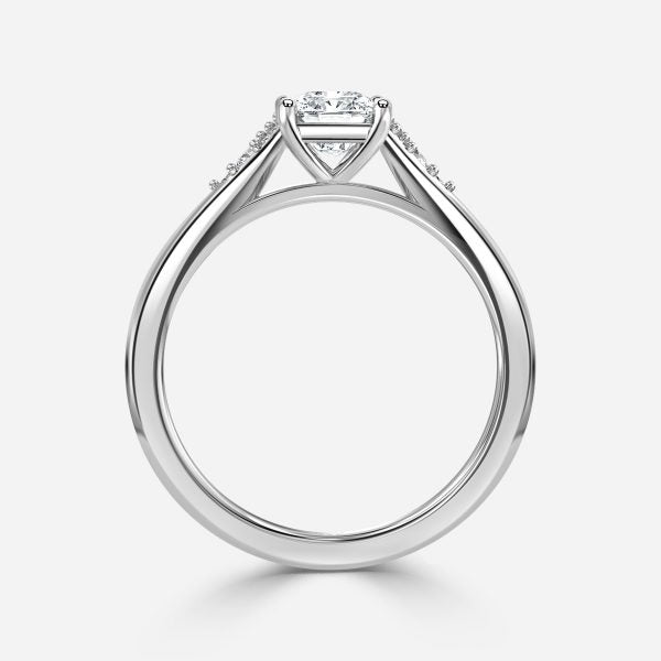 Aurelia Cushion Three Stone Moissanite Engagement Ring