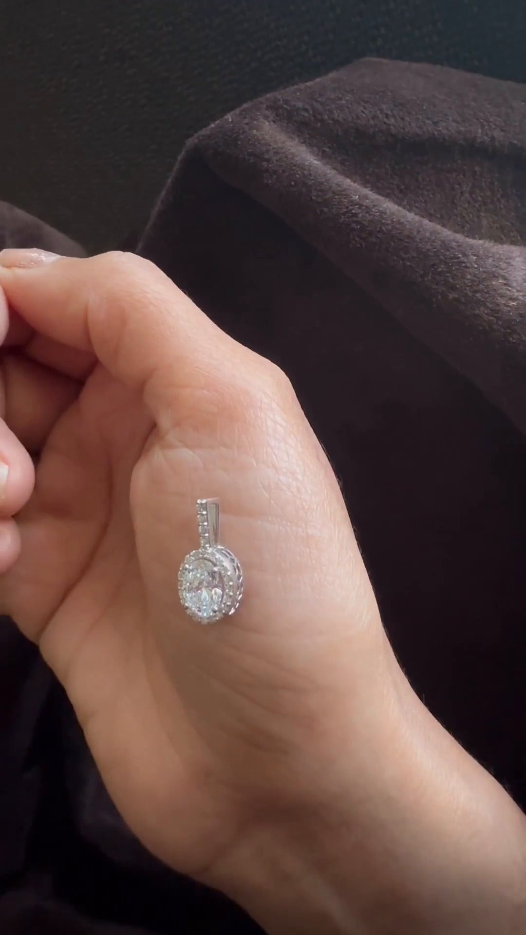 4 Prong Oval Moissanite Halo Pendant