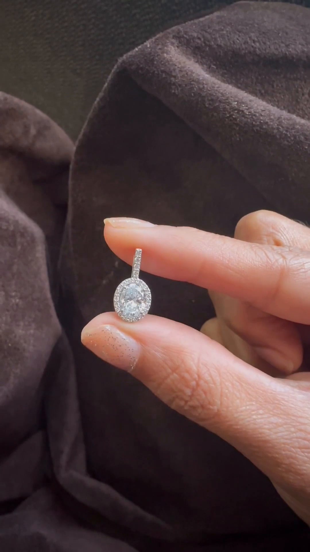 4 Prong Oval Moissanite Halo Pendant