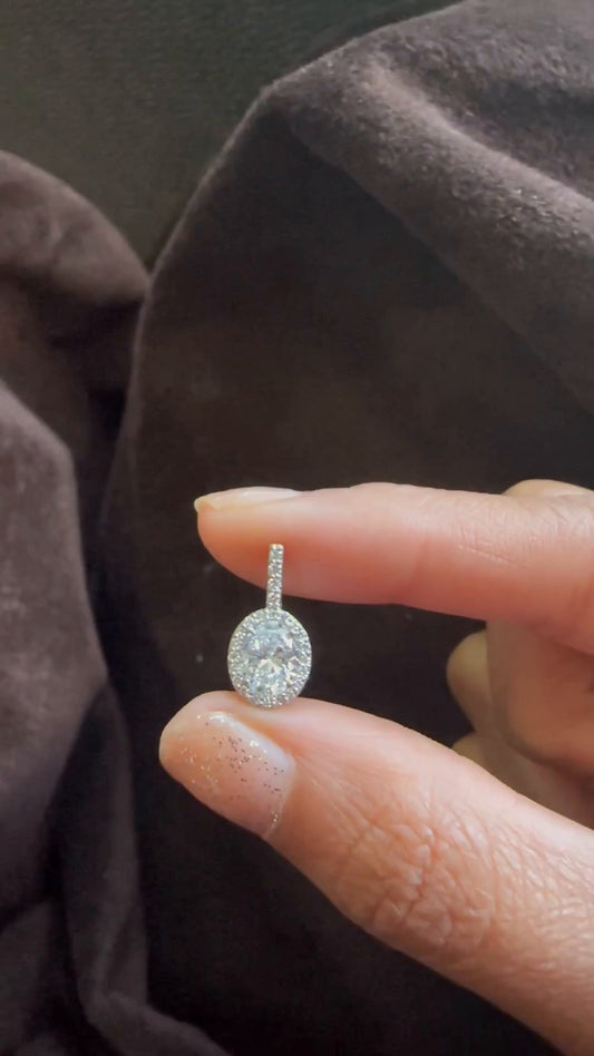 4 Prong Oval Moissanite Halo Pendant