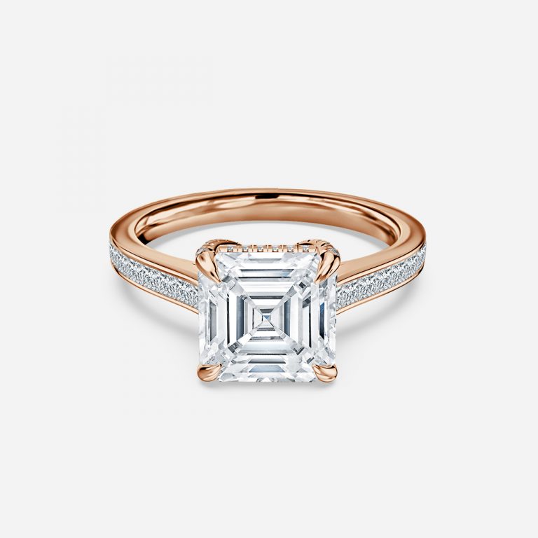 Marigold Asscher Hidden Halo Moissanite Engagement Ring