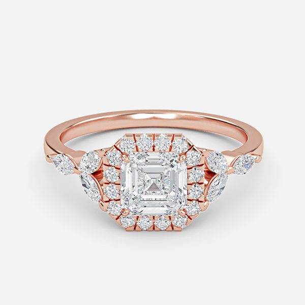 Jacinta Asscher Halo Moissanite Engagement Ring