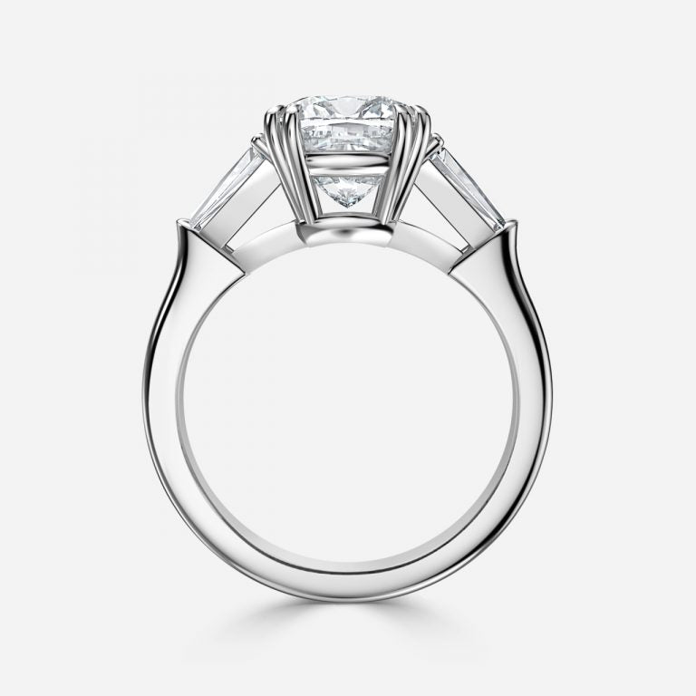 Calliope Cushion Three Stone Moissanite Engagement Ring