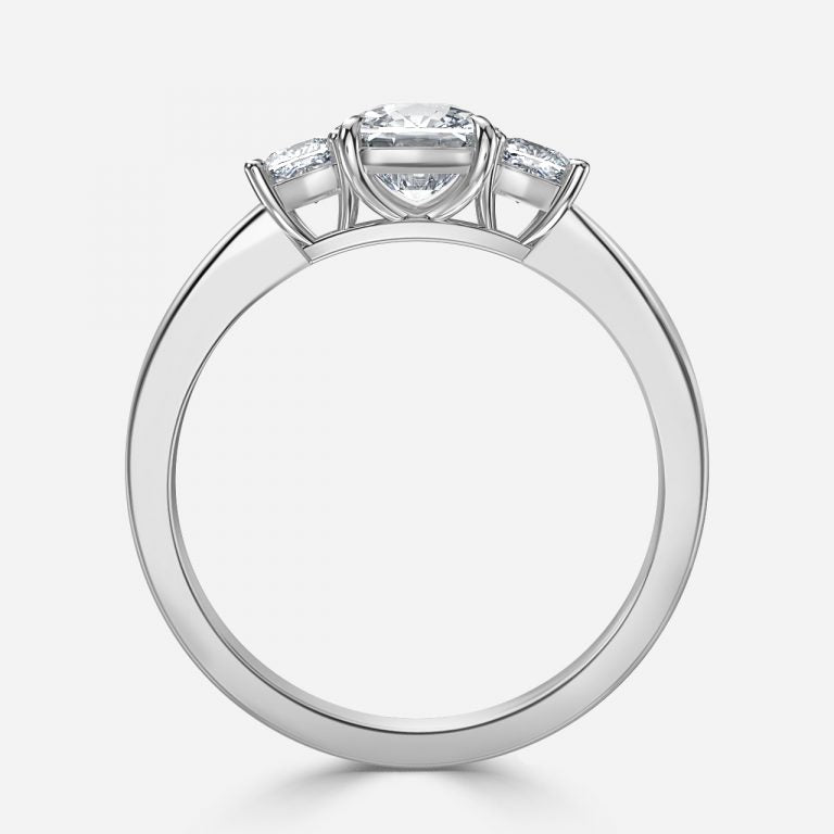 Tabitha Cushion Three Stone Moissanite Engagement Ring