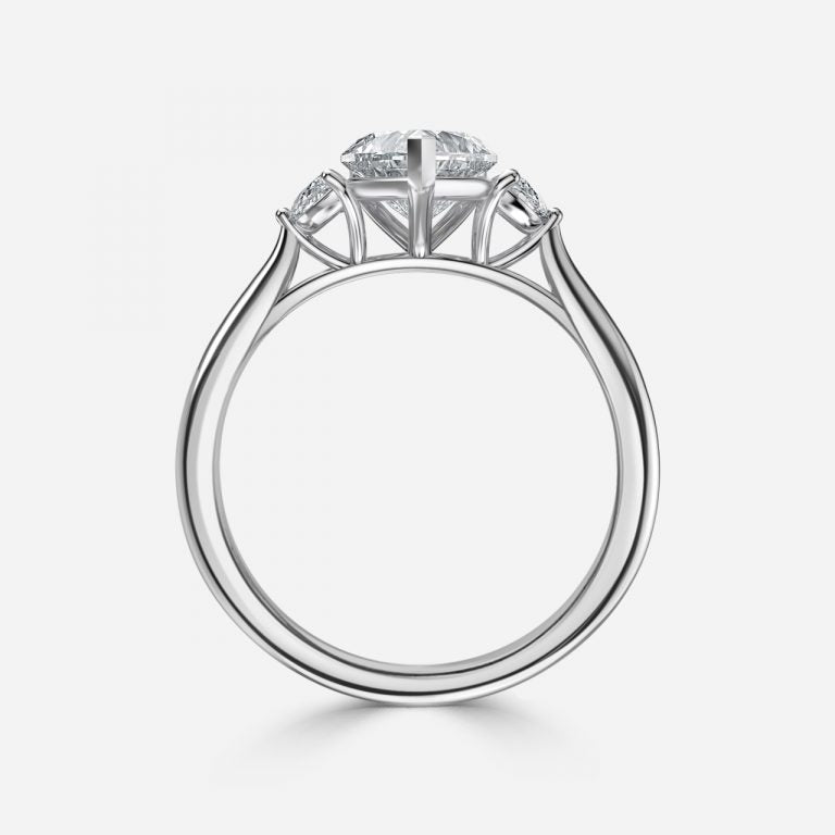 Kiara Heart Three Stone Moissanite Engagement Ring