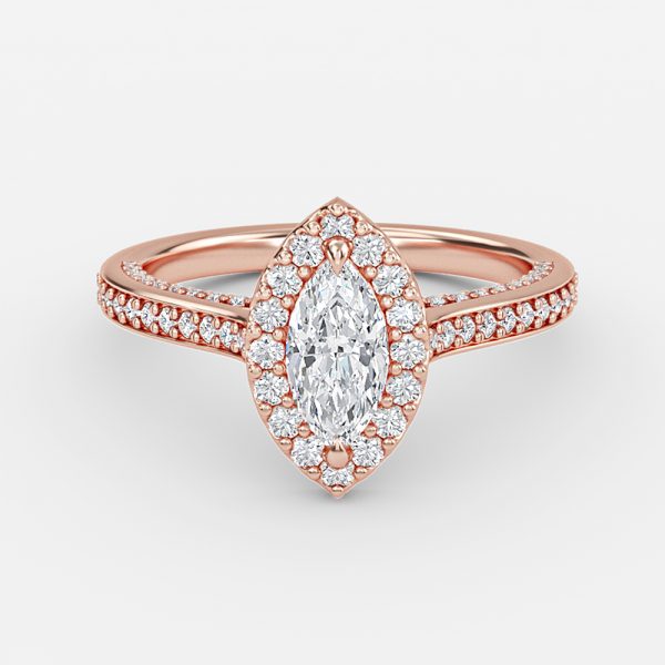 Clementine Marquise Halo Moissanite Engagement Ring