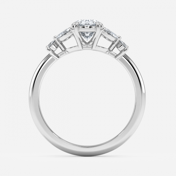 Zephyr Oval Three Stone Moissanite Engagement Ring