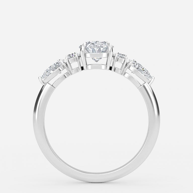 Carmel Oval Three Stone Moissanite Engagement Ring