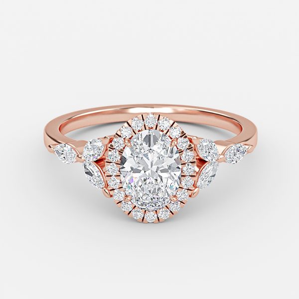 Jacinta Oval Halo Moissanite Engagement Ring