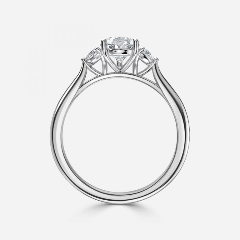 Kiara Pear Three Stone Moissanite Engagement Ring