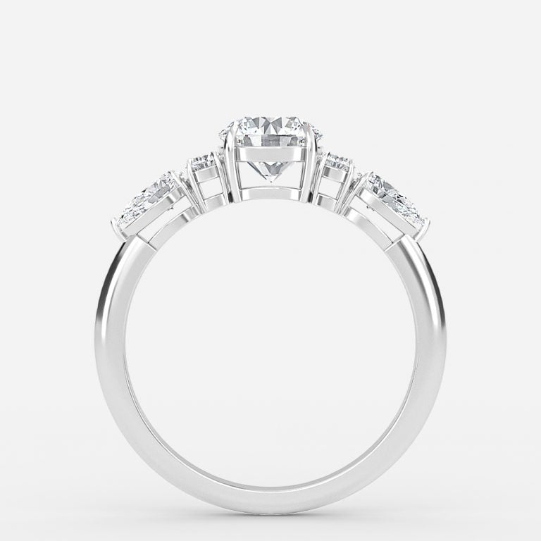 Carmel Round Three Stone Moissanite Engagement Ring