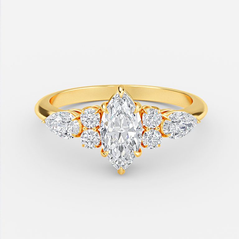 Carmel Marquise Three Stone Moissanite Engagement Ring