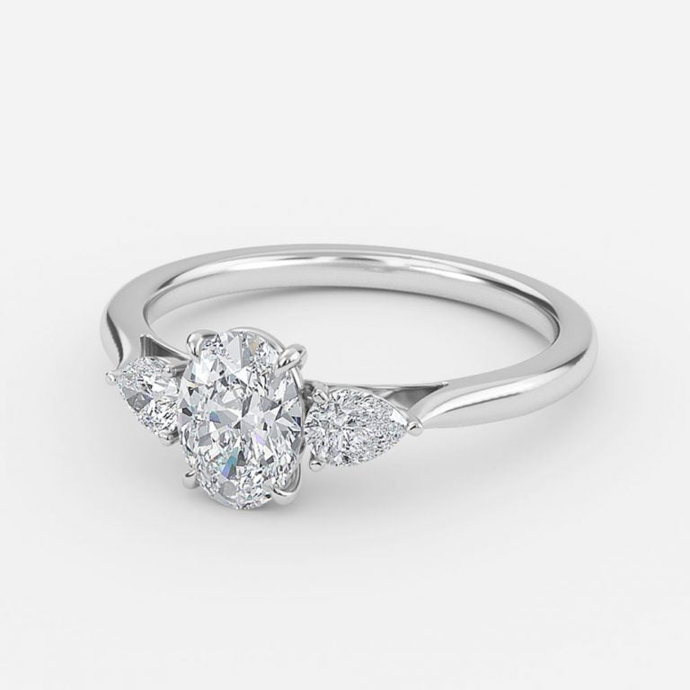 Mirabella Oval Three Stone Moissanite Engagement Ring