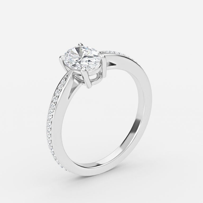 Isolde Oval Diamond Band Moissanite Engagement Ring