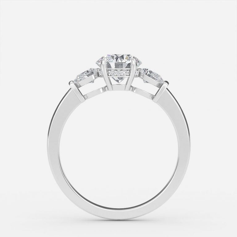 Malai Round Three Stone Moissanite Engagement Ring