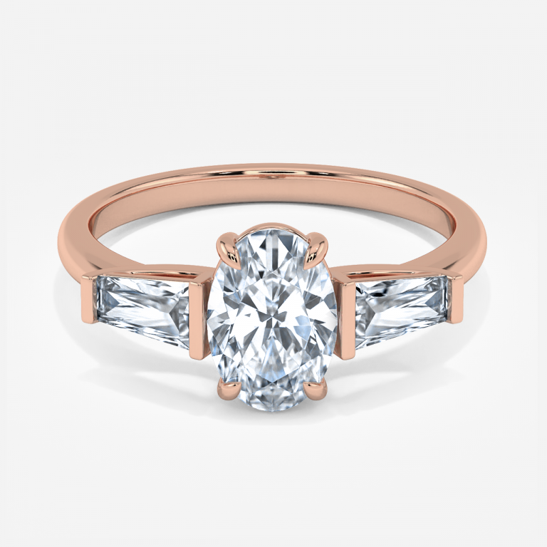 Jara Oval Three Stone Moissanite Engagement Ring