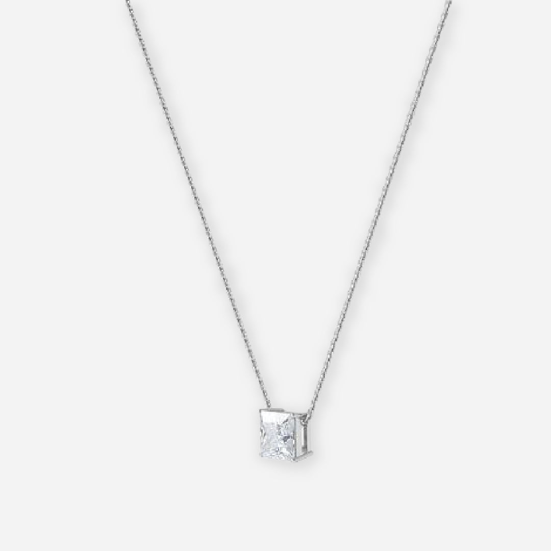 Princess Moissanite Solitaire Pendant