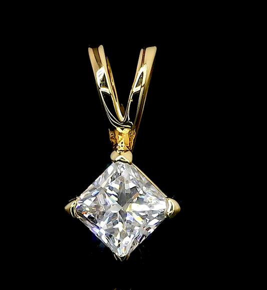 Princess Cut Four Prong Solitaire Pendant