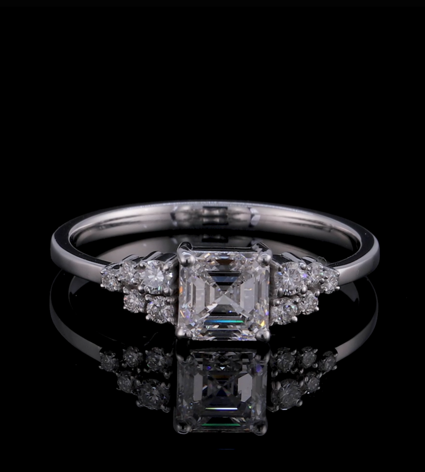 Kassidy Asscher Cluster Moissanite Engagement Ring