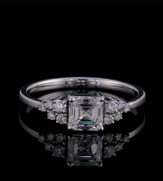Kassidy Asscher Cluster Moissanite Engagement Ring