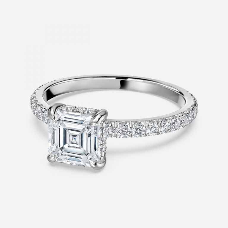 Siobhan Asscher Hidden Halo Moissanite Engagement Ring