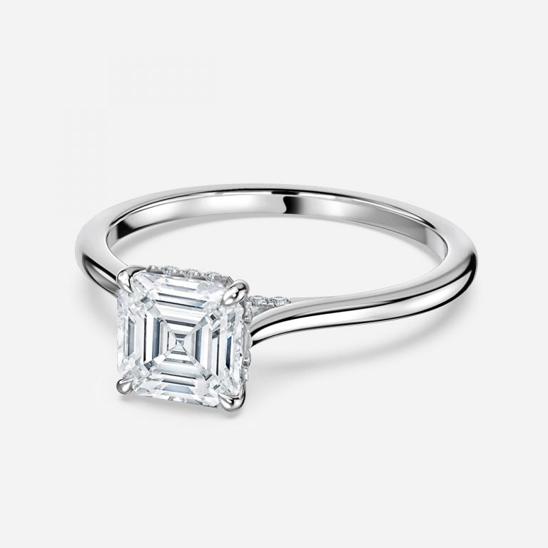 Pandora Asscher Hidden Halo Moissanite Engagement Ring