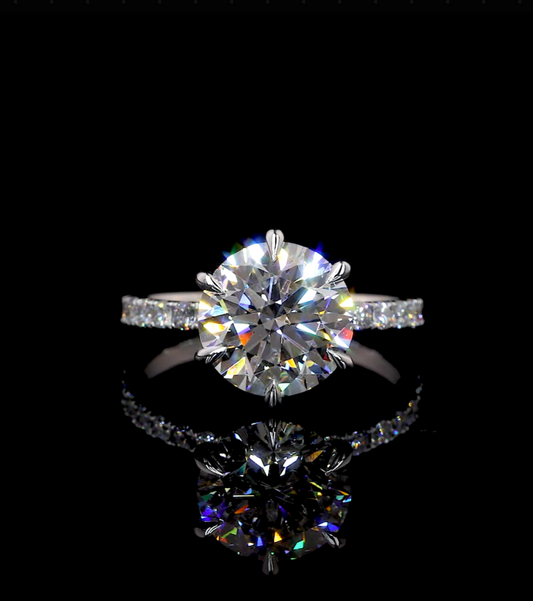 Majid Round Diamond Band Moissanite Engagement Ring