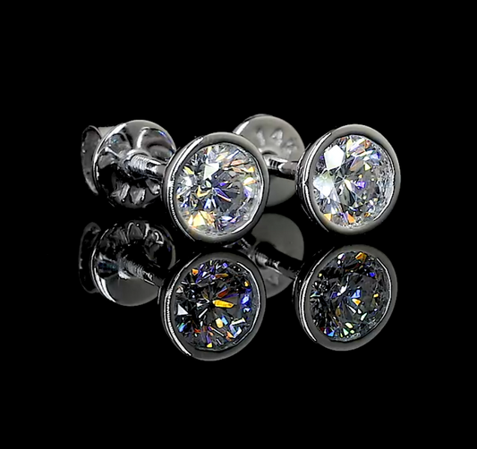 Bezel Set Moissanite Earrings