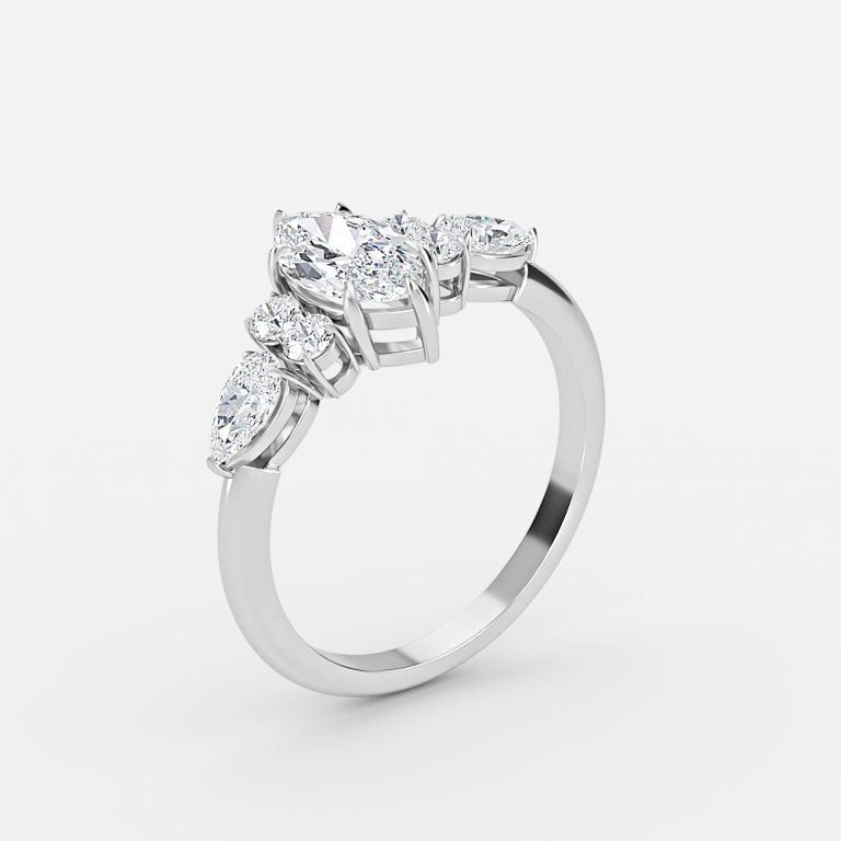 Carmel Marquise Three Stone Moissanite Engagement Ring