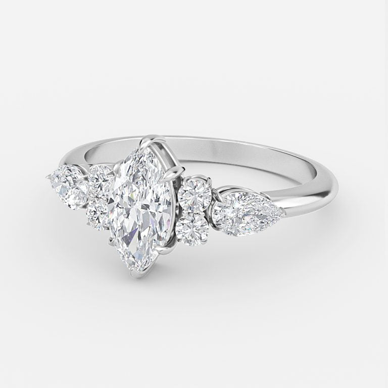 Carmel Marquise Three Stone Moissanite Engagement Ring