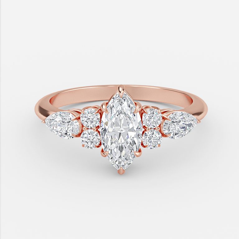 Carmel Marquise Three Stone Moissanite Engagement Ring