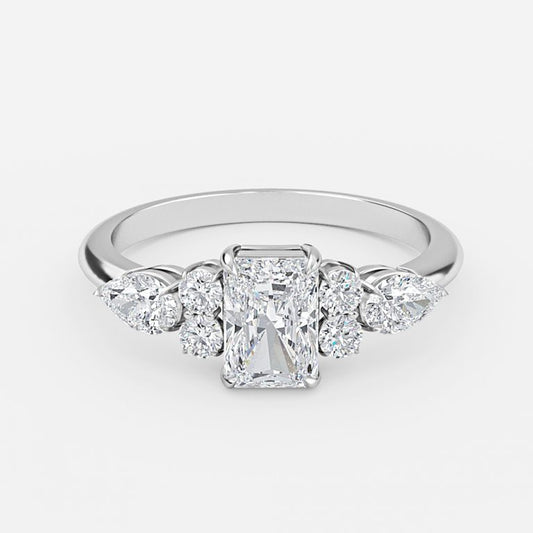 Carmel Radiant Three Stone Moissanite Engagement Ring