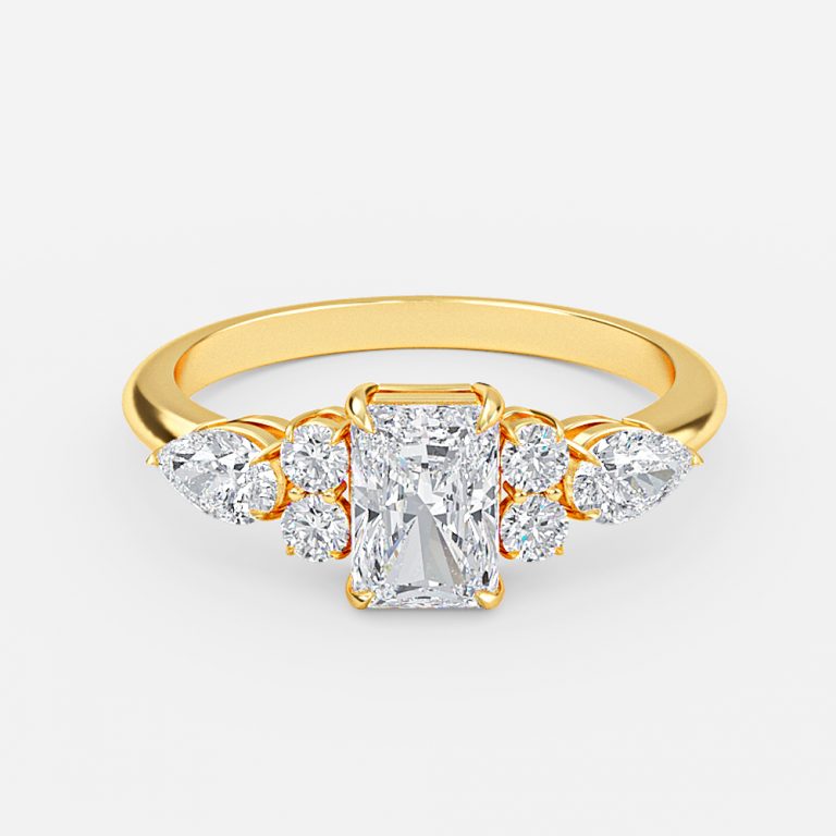 Carmel Radiant Three Stone Moissanite Engagement Ring