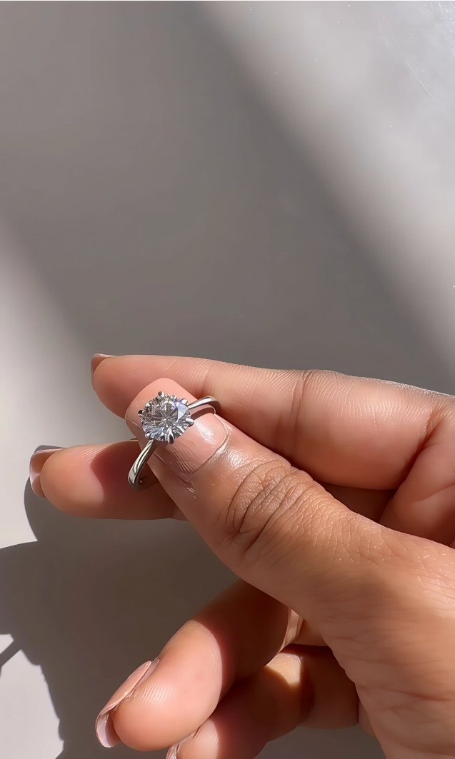 Noora Round Solitaire Moissanite Engagement Ring