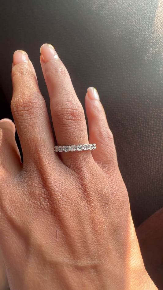 9 Stone Asscher Moissanite Anniversary Band