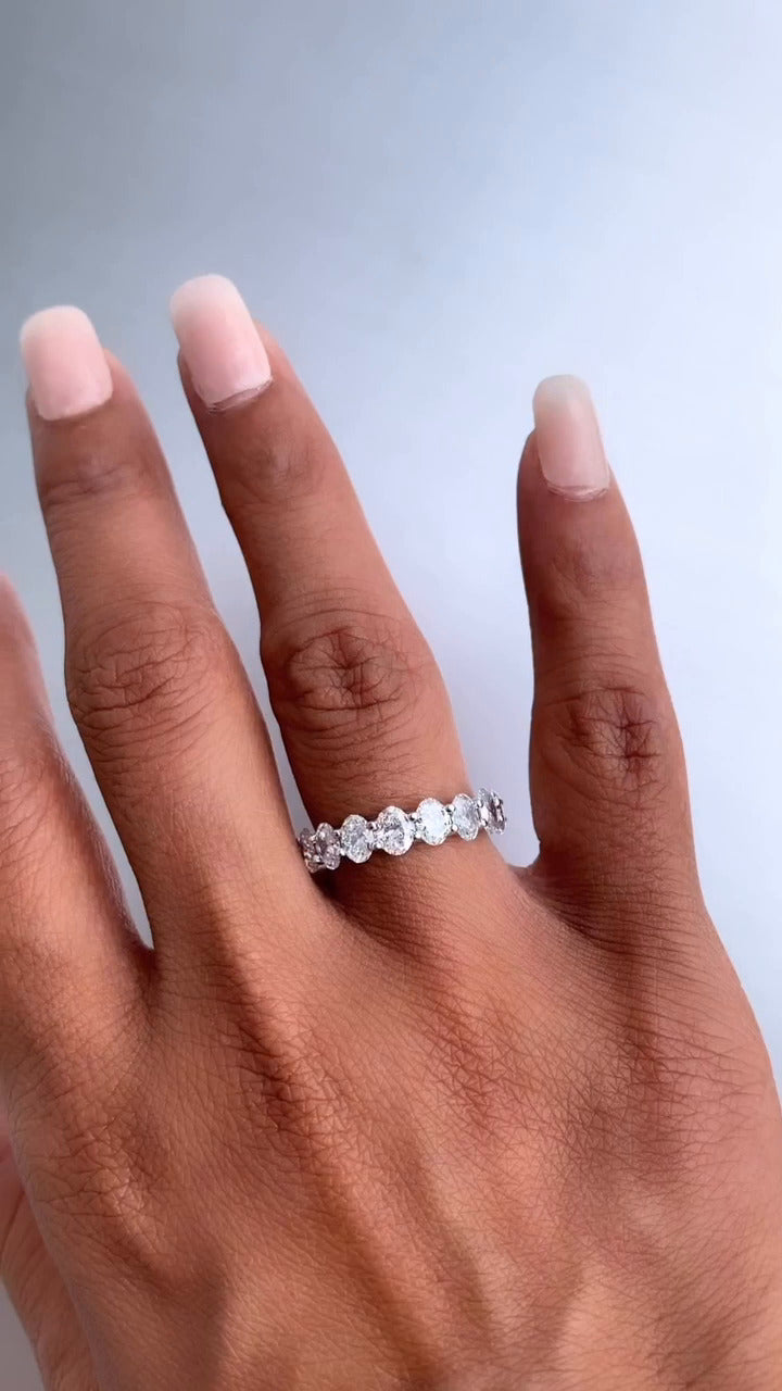 9 Stone Oval Moissanite Anniversary Band