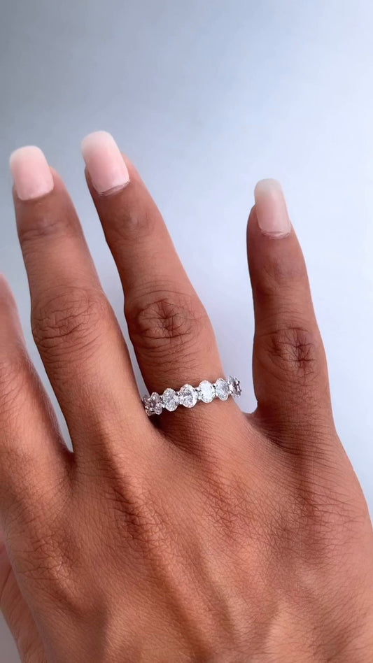 9 Stone Oval Moissanite Anniversary Band